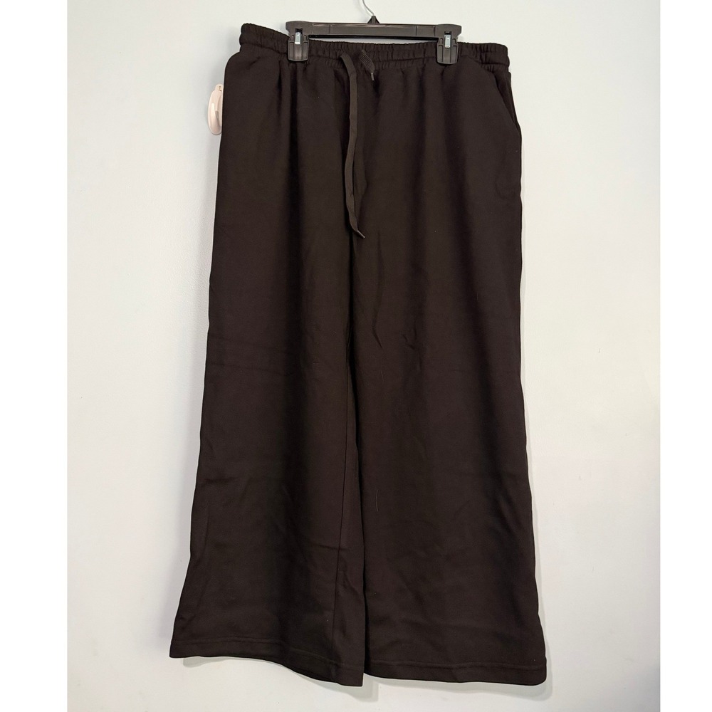 Unbranded Women's 3X Black Wide Leg Drawstring Waist Casual Lounge Pants 1657